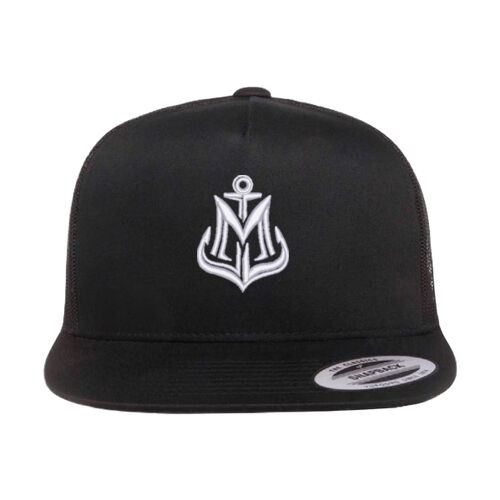 Yupoong Adult Emblem Embroidered Flat Bill Trucker Cap Thumbnail