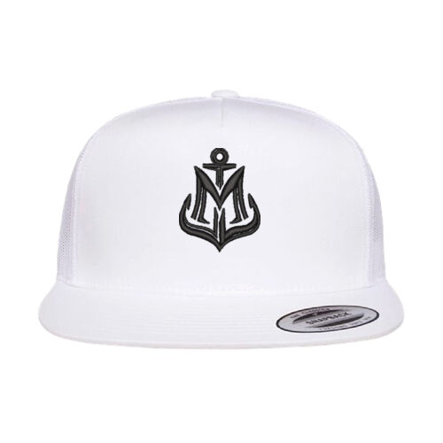 Yupoong Adult Emblem Embroidered Flat Bill Trucker Cap Thumbnail